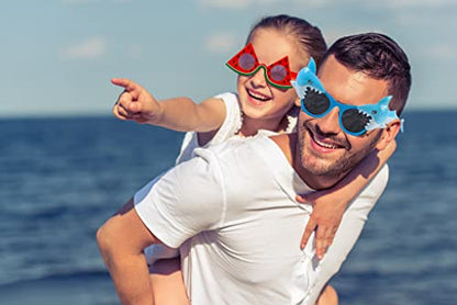 FINGOOO Hawaiian Luau Party Sunglasses, 6 Pairs Summer Pool Tropical Beach Funny Sunglasses Glasses for Adults Kids Luau Party Favors