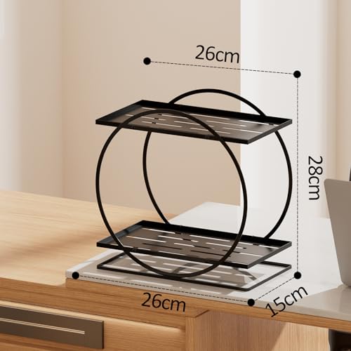 2 Tier Perfume Organizer for Dresser, Black Gold Perfume Makeup Perfume Stand Organizer for Vanity, Cosmetics Ideal Gift for Perfume Lovers-Black - color: Black