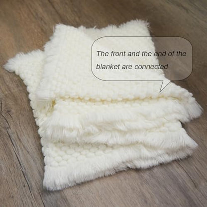 Zeroest Baby Photography Props Basket Braid Wool Wrap Newborn Photo Shoot Baskets Filler Posing Stuffer Background Blanket (White) - color: White