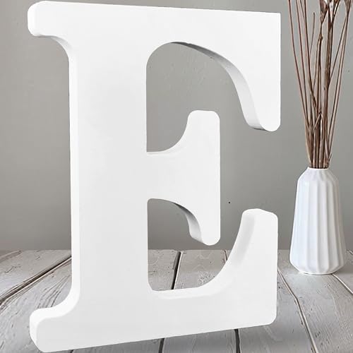 AOCEAN 12 Inch White Big Wood Letters Unfinished Wooden Letters for Wall Decor Decorative Standing Letters Slices Sign Board Decoration for Craft Home Party Projects (E) - color: E