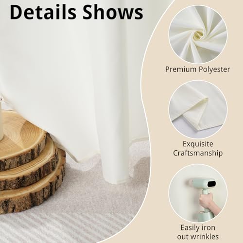 10x10FT Ivory Backdrop Curtains for Parties, Ivory Photo Backdrop Curtain Wrinkle-Resistan Drapes Panels for Party Birthday Wedding Halloween Decoration Photography, 5x10FT, 2 Panels - color: Ivory, size: 5x10FT(2 panels)