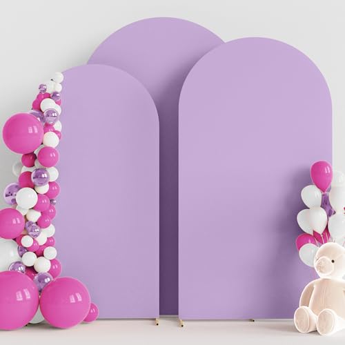 Wokceer Wedding Arch Backdrop Cover (7.2FT, 6.6FT, 6FT) Set of 3 Spandex Fitted Wedding Arch Stand Covers for Round Top Chiara Backdrop Stands Cover for Birthday Party Ceremony Decor Lavender - color: Lavender, size: 7.2FT,6.6FT,6FT