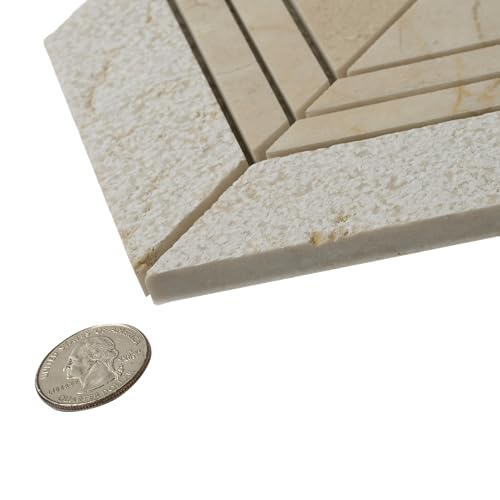 Beige Textured Chevron Crema Marfil Marble Mosaic Tile (6.09 Sq ft- Box of 5 Sheets) - color: Beige, size: 13 x 13.5 in (Pack of 5)