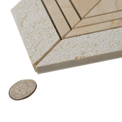 Beige Textured Chevron Crema Marfil Marble Mosaic Tile (6.09 Sq ft- Box of 5 Sheets) - color: Beige, size: 13 x 13.5 in (Pack of 5)