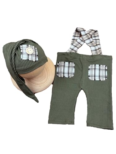 Newborn Baby Boy Suspender Pants Photo Outfits Gentleman Photography Outfit Girl - color: Beige2