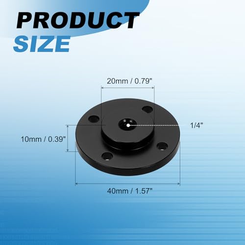 PATIKIL 1/4" Thread Tripod Adapter Holder 20mm Dia, 2Pcs Aluminum Alloy Flange Wall Mount Tripod Mount Plate with Screw for Magic Arm Monitor Light Flash DSLR Camera - size: 1/4" x 40mm