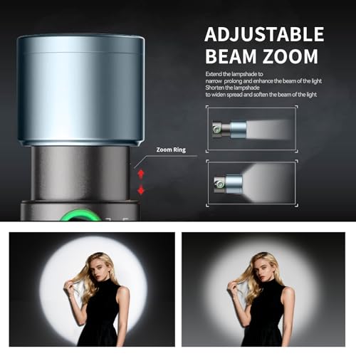 PHOTOOLEX 4 Colors Photography Flashlight with 20 Magnetic Pattern Gobos, 8400mAh Portable Spotlight, 10W LED Studio Light for Photo, Content Creation Accessories