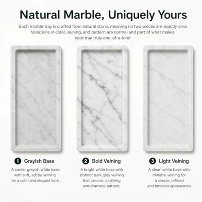 Marble Tray, Stone Bathroom Tray for countertop, Small White Marble Vanity Tray for Perfume, Skincare & Bathroom Accessories
