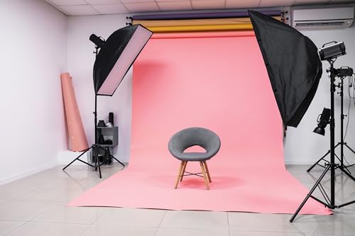 Denny Manufacturing - Seamless Paper Backdrop for Photography, Pink Seamless Paper Roll - Light Pink (53 in x 36 ft) Includes Free Roll Black Gaffer Tape (2 in x 13 ft) - color: Light Pink, size: 53 in x 36 ft