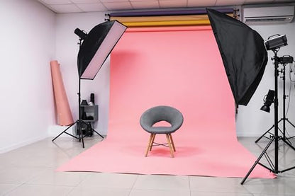 Denny Manufacturing - Seamless Paper Backdrop for Photography, Pink Seamless Paper Roll - Light Pink (53 in x 36 ft) Includes Free Roll Black Gaffer Tape (2 in x 13 ft) - color: Light Pink, size: 53 in x 36 ft