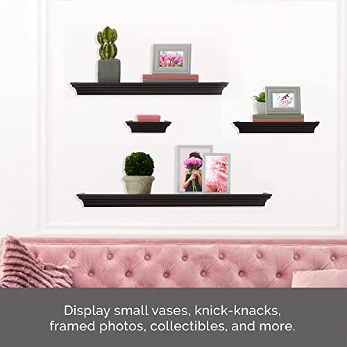 MELANNCO Floating Wall Shelves for Bedroom, Living Room, Bathroom, Kitchen, Nursery, Set of 4, Espresso, 4 Count - color: Espresso, size: Set of 4 (24, 20, 12, 6 Inch), style: Arlington