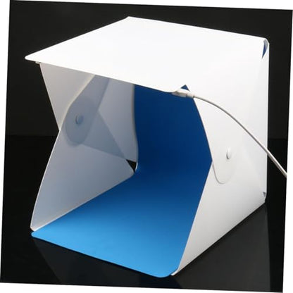 Portable Photography Light Tent Kit 20cm Mini Folding Photo Light Box with Dual LED Strips and 4 Color Backdrops for Product and Jewelry Shooting