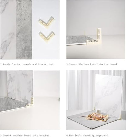 5PCS Photo Backdrop Boards with Carry Bag,16x16Inch Marble Cement Wooden Photography Background Flat Lay Props for Food, Product, Jewelry, EOAJAFOU - color: Wooden/Grey/Cement/Stone/Marble