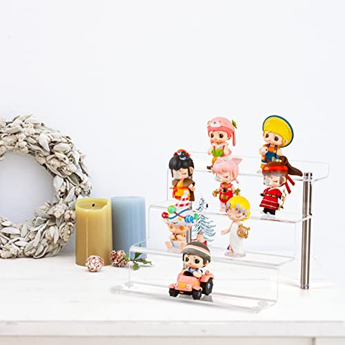 9 x 6 in Acrylic Display Risers Shelf for Pops Figures, 4 Tier Perfume Organizer Stand, Dessert Shelves for Party, Clear Display stand for Decoration and Organizer