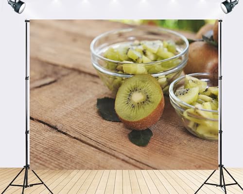 Trykid 10x6.5ft Fresh Kiwi Fruit Backdrop Sliced Green Berry Food Photography Background Healthy Kitchen Party Decoration Tapestry Photo Booth Prop Fabric - size: 10x6.5ft