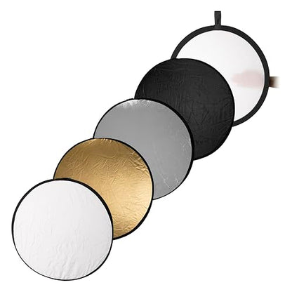 Fotodiox 22in 5-in-1 Collapsible Reflector Panel with Bag for Photography and Video - Black, Gold, Silver, Translucent, and White Panel - size: 22in (55cm)