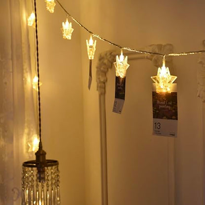YOLIGHT Stars Photo Clips String Light, 10ft LED Photo Wall Decor Lights with 20 Clips, Battery Operated Star Fairy Lights for Dorm Room Christmas Party Wedding Valentines Day Decoration - style: Shining Star