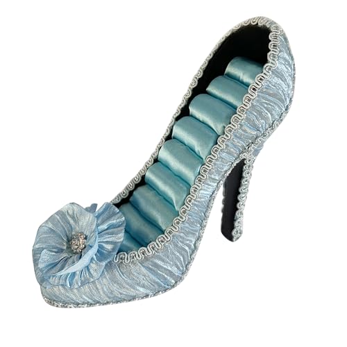 Ring Holder High Heel Shoe Design Fashion Jewelry Organizer Display Birtyday Gift (Blue) - color: Blue