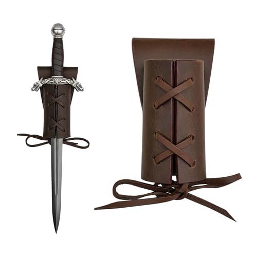 Lord of Battles Medieval Genuine Leather Axe Frog | Axe Holster with Belt Loop | Waist Holder for Axes, Tools - color: Dagger Holster - Brown
