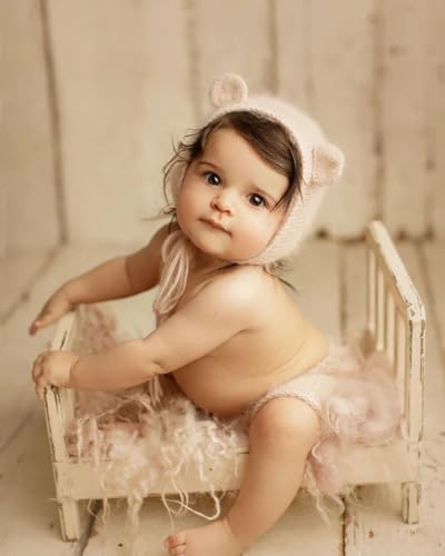 Newborn Photography Props Bed Prop White – Mini Wooden Baby Photography Bed for Newborn Photoshoots, Clean Classic Posing Prop for Studio or Home Sessions - size: Mini Bed White