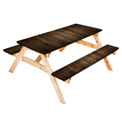 Natural Wooden Tabletop Background Texture Picnic Table Cover with Bench Covers Outdoor Patio Camping Essentials Waterproof Camping Fitted Tablecloth Gift for Camping and Hiking Lovers - color: Wooden Texture21