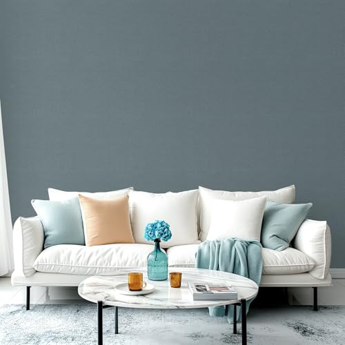 Peel and Stick Grasscloth Wallpaper Texture 17.3 x 80 Inch Navy Blue Faux Linen Contact Paper Self Adhesive Removable Vinyl Wall Paper for Bedroom Cabinets Shelf Liners Waterproof Easy Clean - color: Navy Blue, size: 17.3" x 80"