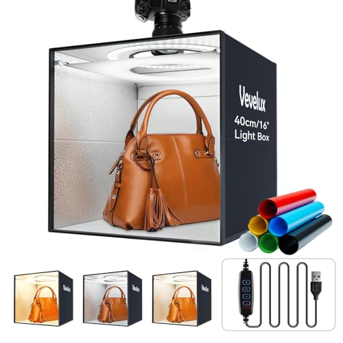 16"x16"x16" Photo Studio Light Box with 120 LEDs, 3 Color Temperatures Professional Dimmable Shooting Tent Kit 6 PVC Backdrops & Diffuser for Product Photography - size: 16inch