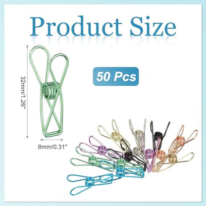 PATIKIL 50Pcs Paper Office Binder Clips, 1.26" Small Metal Wire Hollow Out Paper Clamps Long Tail Binder Clips for Photo Clothes Hanging Office Home Kitchen Food Package, Green - color: Green