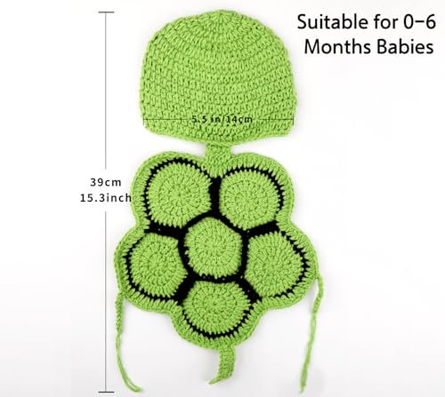 BLUETOP Cute Newborn Photography Outfits Boys Girls Baby Costume Set - style: 01 Green Turtle Costume