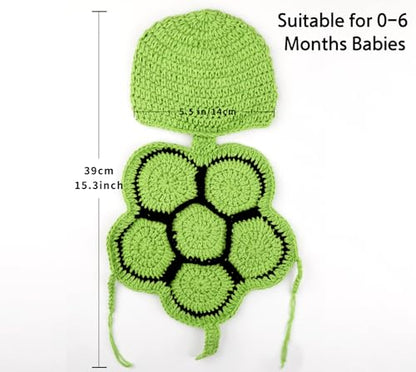 BLUETOP Cute Newborn Photography Outfits Boys Girls Baby Costume Set - style: 01 Green Turtle Costume