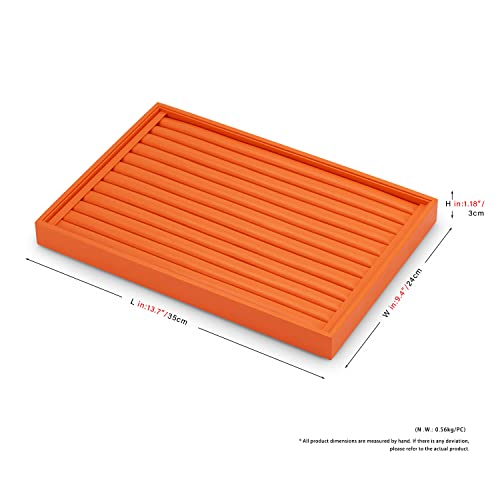 11 Slots PU Leather Ring Earrings Trays Jewelery Tray Ring Earrings Organizer Tray For Rings, Earrings, Coins, Brooches Organizer (Orange) - color: Orange, size: 11 Slot