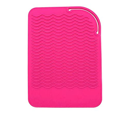 Heat Resistant Mat for Curling Iron, Flat Irons and Hair Straightener Hair Styling Tools 9" x 6.5", Food Grade Silicone, Pink - color: Pink