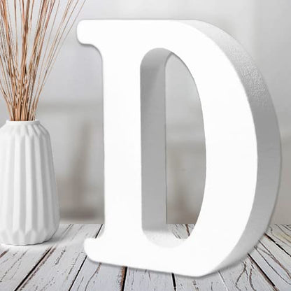 AOCEAN 6 Inch White Wood Letters - Unfinished Wood Letters for Wall Christmas Decor Standing Letters Slices Sign Board Decoration for Xmas Home Party Projects (D) - style: D