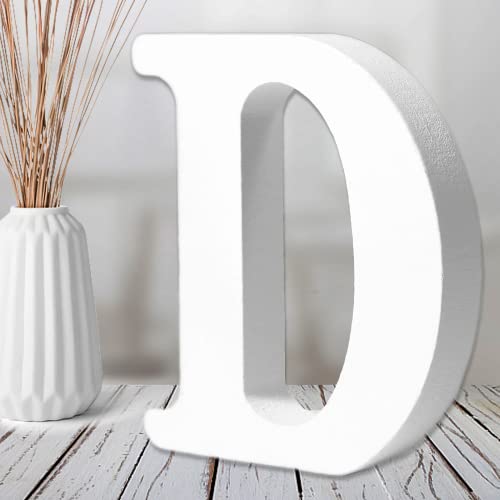 AOCEAN 6 Inch White Wood Letters - Unfinished Wood Letters for Wall Christmas Decor Standing Letters Slices Sign Board Decoration for Xmas Home Party Projects (D) - style: D