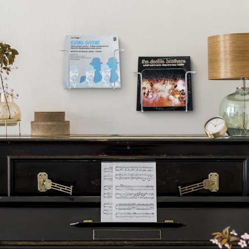 MyGift Modern Metal Wire Wall Mounted Vinyl Records Storage Racks, Hanging LP Record Holders, Floating Album Cover Display Shelves, Set of 2 (Silver-2 Pcs) - color: Silver- 2 Pcs, size: 2 Pack