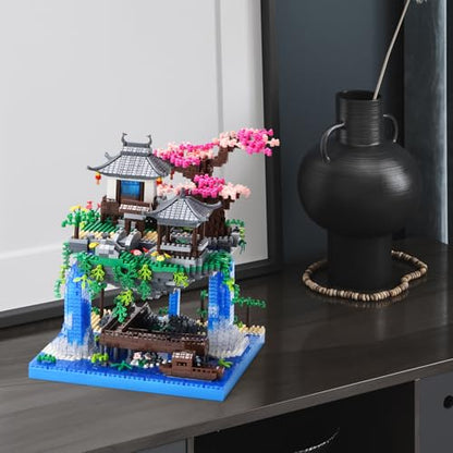 CAXIMSY Cherry Blossom Bonsai Tree House Building Block Sets 3320PCS Chinese Architecture of Peach Blossom Micro Mini Building Set Toy Gift for Kids Adults - style: Peach blossom pool
