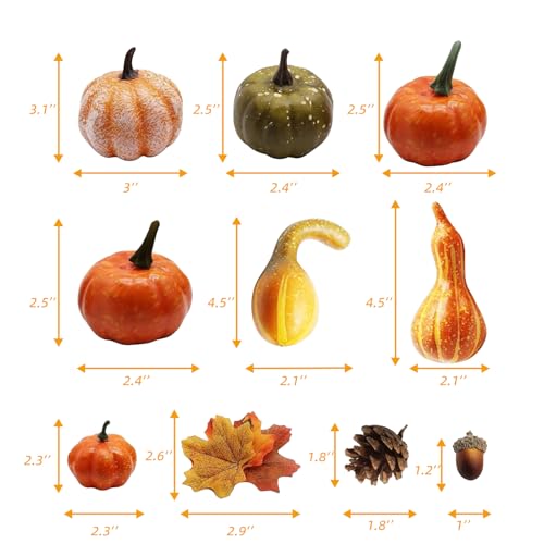 Fall Decor Set 5 Pack 5.9Ft Artificial Fall Maple Leaves Garland - 70pcs with Mini Pumpkins kit, Happy Fall Porch Banner Welcome Signs Autumn Decor for Thanksgiving Home & Fall Decorations