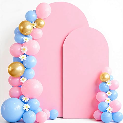 7.2 6 FT Arch Backdrop Cover Set of 2, Spandex Wedding Pink Arch Cover Stretchy Backdrop for Chiara Stand Baby Shower Birthday Balloon Decor 7.2 & 6 FT Pink - color: Pink, size: 7.2, 6FT