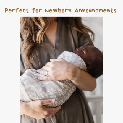 Mini Wander Swaddles for Newborns Muslin Swaddle Blankets - Breathable Soft Gender Neutral Receiving Blanket Baby Essentials | 47 x 47 Cotton - Leafy Sprig (Gray) - color: Leafy Sprig (Gray)