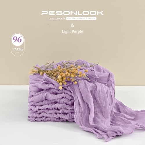 Gauze Cheesecloth Napkins Set of 96, 20 x 20 Inch Wrinkled Rustic Boho Dinner Napkins for Wedding,Dinner,Family Everyday Use/Parties(Light Purple) - color: Light Purple, size: 20" x 20" (Set of 96)