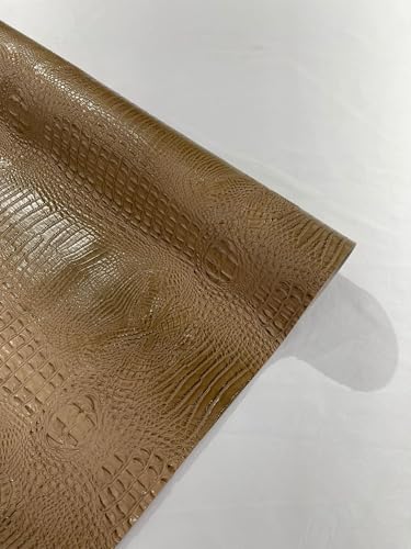 54” Wide Gator Two Tone Fake Leather Upholstery, 3-D Crocodile Skin Texture Faux Leather PVC Vinyl Fabric Sold by The Yard. (Beige) - color: Beige