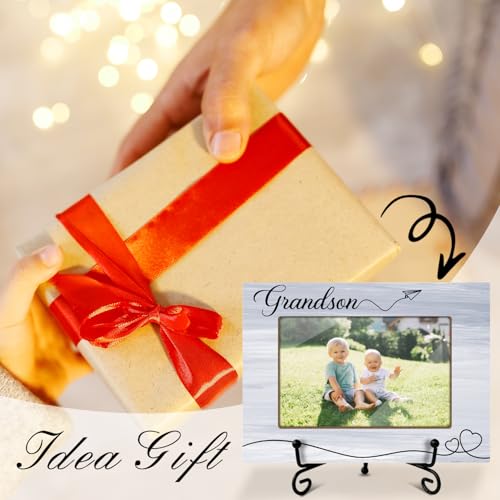 Grandson Picture Frame, Frame Gifts for Christmas Birthday, Grandson 4 x 6 Picture Frame with Stand for Tabletop Display, Grandparents Gifts (Light Purple) - color: Light Purple