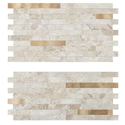 Midcard 20 Sheets Peel and Stick Backsplash PVC Wall Tile,for Kitchen Backsplash - color: Dark Beige With Copper, size: 20
