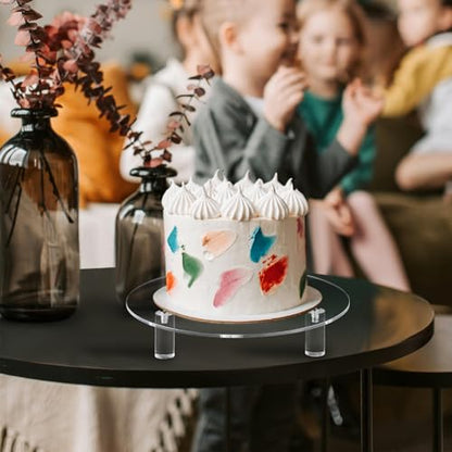 Lineshading 3 Pcs Round Acrylic Display Riser Clear Round Stands Clear Pedestal Riser Board for Cake Plant Dessert Jewelry Collectible Cupcake Figure Wedding Birthday Party Decor(6'',8'',10'') - size: 6'',8'',10''