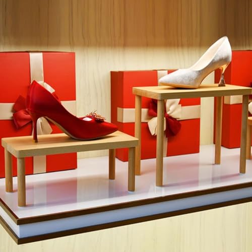 Wood Display Risers, Organizer Stand, Riser Stand for Figures, Cupcake, Perfume and More (Wood L 32*15*21.5cm/12.60*5.91*8.46inches) - color: Wood L 32*15*21.5cm/12.60*5.91*8.46inches