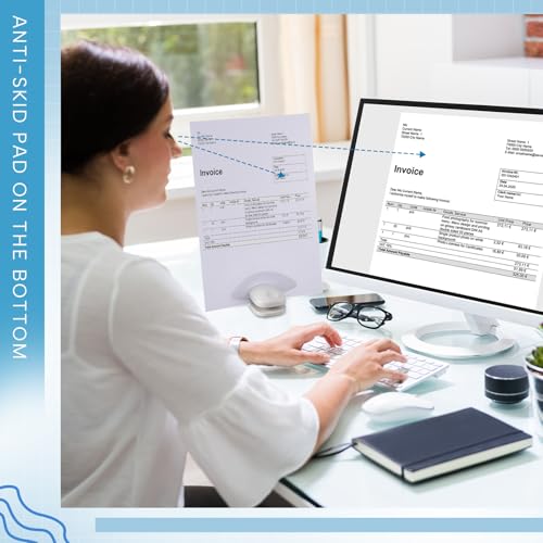 Faccito 3 Pcs Paper Holder Stand for Typing Non-Slip Mat Desktop Folder Document Holder with Anti-Slip Pads Portable Copy Stand Desktop Clamp for A4 Paper Office Reading (White) - color: White