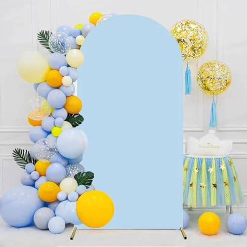 Albassa Arch Backdrop Cover 2-Sided Spandex Wedding Arch Covers Fitted Round Top Chiara Backdrop Stand Cover for Baby Shower Birthday Party Wedding Decoration (Dusty Blue, 6FT) - color: Dusty Blue, size: 6FT