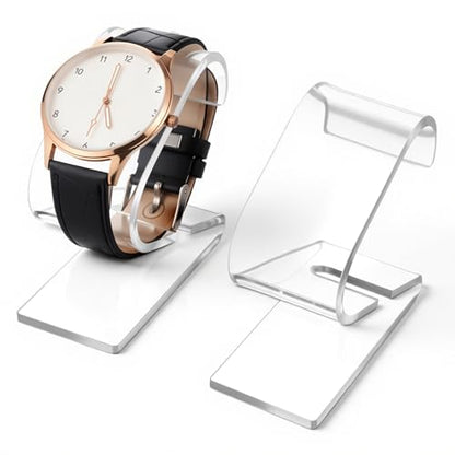 Prasacco Clear Watch Display Stand, 2 Pack Watch Holder Organizer Watches Display Stand Rack for Bracelet Jewelry Storage, Transparent Watches Showcase Rack