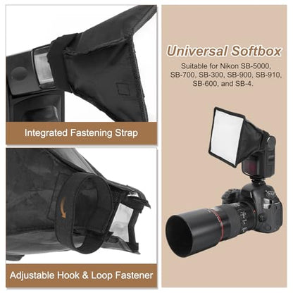 PATIKIL 6" x 6.7" Flash Diffuser Light SoftBox, Universal Collapsible Flash Diffuser with Storage Pouch for SB-5000 SB-700 SB-300 SB-900 SB-910 SB-600 SB-4, Black - size: 6" x 6.7"
