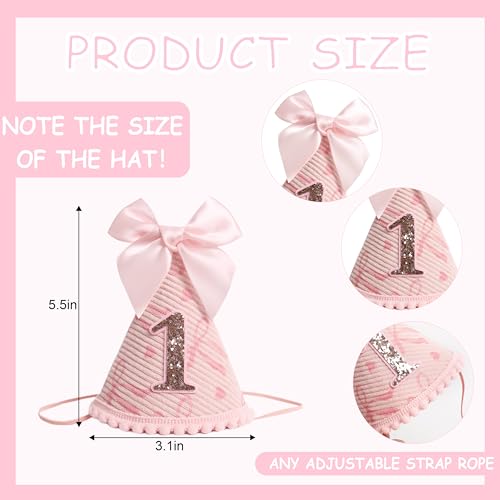 KOJIN 1st Birthday Hat for Baby Girl/Boy - First Birthday Decorations, Cake Smash Photo Prop - color: Pink Gold